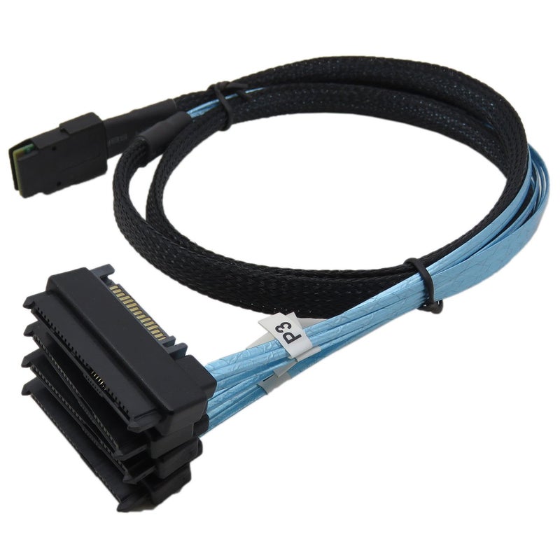 CableDeconn Mini SAS 36 SFF-8087 to (4) SFF-8482 Connectors with SATA Power 1m - Image 1